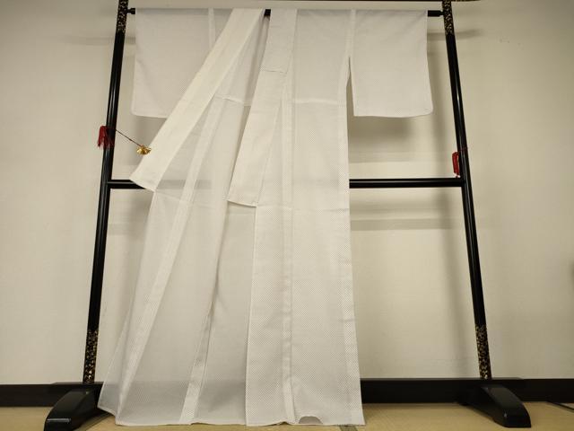 平和屋着物*夏物 小紋 紗 十字絣文様 洗える着物 AABH3897jd