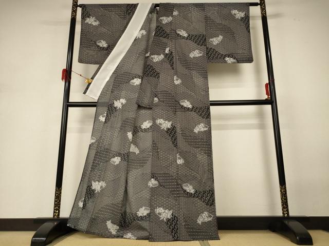 平和屋着物*夏物 小紋 絽 切嵌吉祥花文 洗える着物 AABH3905jd