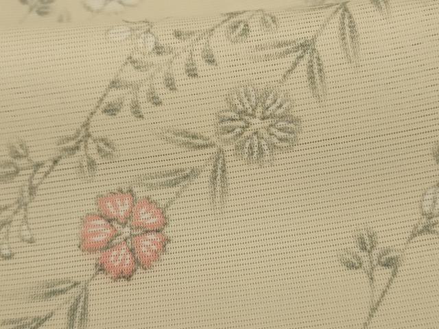 平和屋着物*夏物 小紋 絽 草花文 洗える着物 AABH3907jd