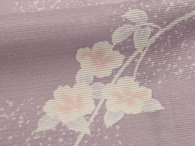 平和屋着物*夏物 小紋 絽 市松草花文 洗える着物 AABH3931jd