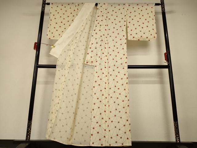 平和屋着物*夏物 小紋 絽 幾何学文様 正絹 逸品 AABH3943jd
