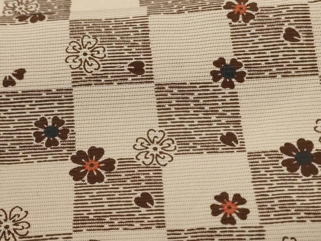 平和屋着物*夏物 小紋 絽 市松舞花文 正絹 逸品 AABH3951jd