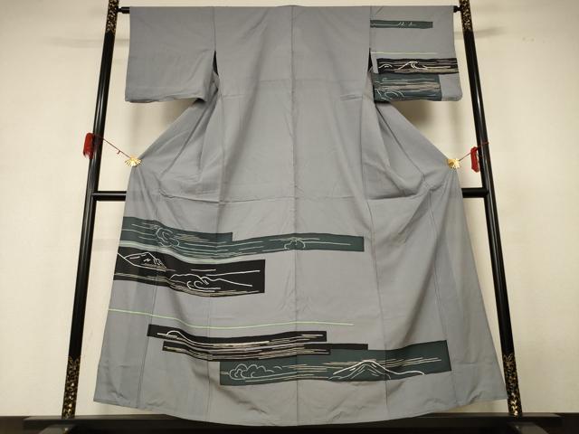 平和屋着物*夏物 訪問着 絽 横段風景文 正絹 逸品 AABH3962jd