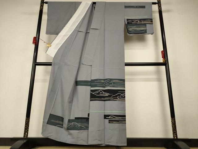 平和屋着物*夏物 訪問着 絽 横段風景文 正絹 逸品 AABH3962jd