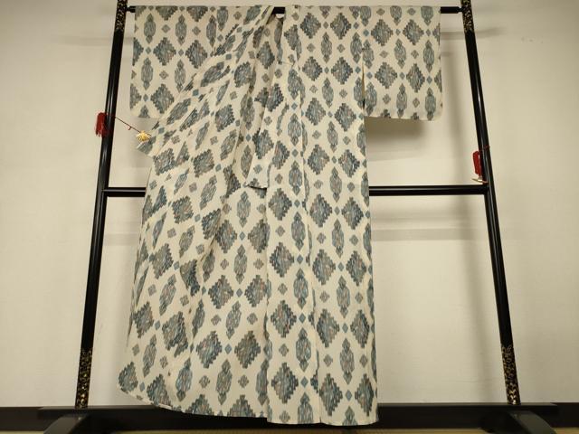 平和屋着物*夏物 小紋 ちぢみ織 幾何学文様 正絹 逸品 AABH3965jd