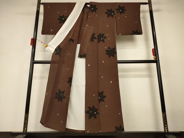 平和屋着物*夏物 小紋 絽縮緬 舞花文 正絹 逸品 AABH3970jd