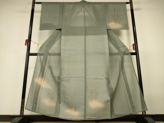 平和屋着物*夏物 訪問着 変わり絽 木賊 暈し染め 銀彩 正絹 逸品 未使用 AABH3976jd