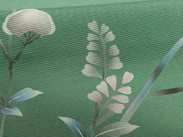 平和屋着物*夏物 訪問着 絽 手描き 草花文 暈し染め ロング丈 正絹 逸品 AABH3977jd