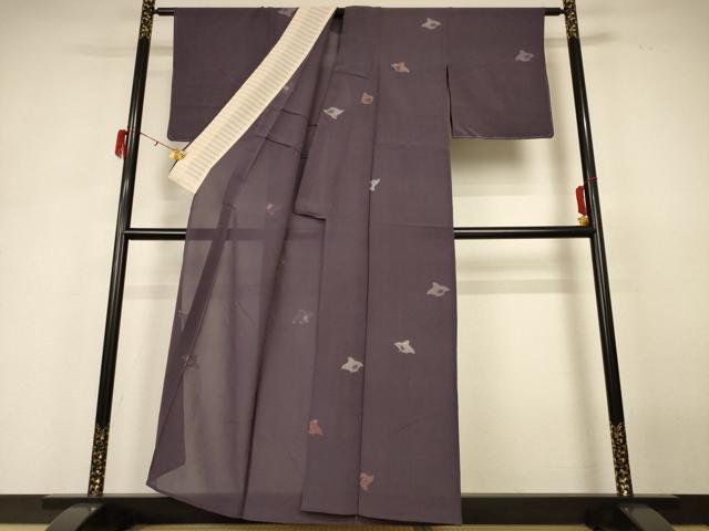平和屋着物*夏物 小紋 千鳥 銀糸 正絹 逸品 AABH3978jd