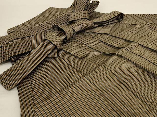 平和屋着物*夏物 男性 行灯袴 縞 正絹 逸品 AABH4012jd