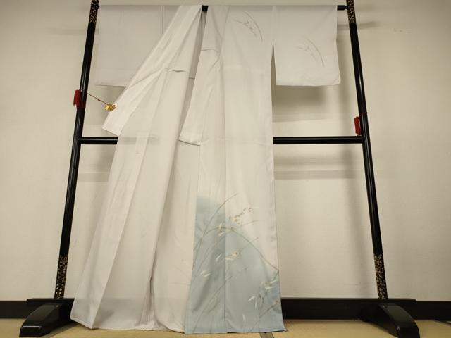 平和屋着物*夏物 訪問着 絽 草葉文 金銀彩 正絹 逸品 AABH4037jd