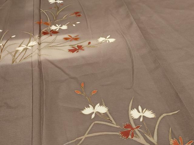 平和屋着物*夏物 訪問着 絽 草花文 暈し染め 金彩 正絹 逸品 AABH4038jd