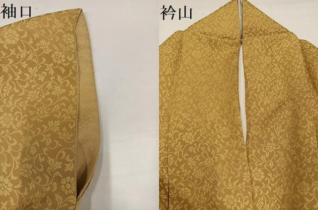 平和屋着物●黄金糸 お召 花唐草文 正絹 逸品 AABH4044ph