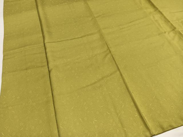 平和屋着物●本加賀友禅作家 藤村加泉監修 色無地 花地紋 青朽葉色 正絹 逸品 AABH4048ph