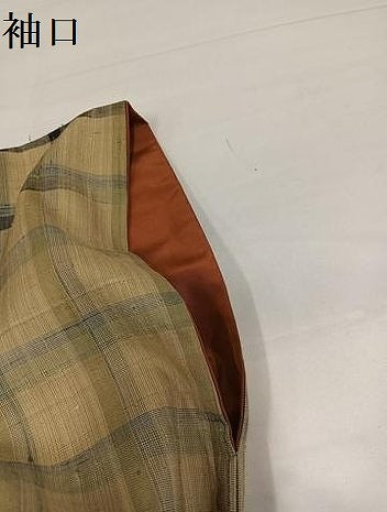 平和屋着物●上質な紬 格子 正絹 逸品 AABH4094ph
