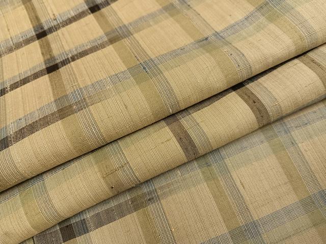 平和屋着物●上質な紬 格子 正絹 逸品 AABH4094ph