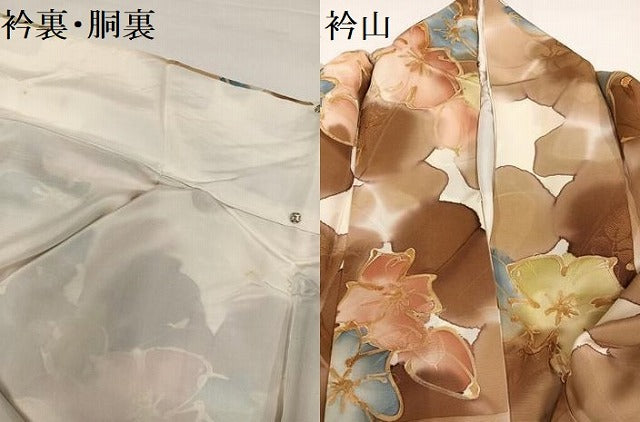 平和屋着物●上質な小紋 地紋起こし ろうけつ染 草花文 正絹 逸品 AABH4099ph