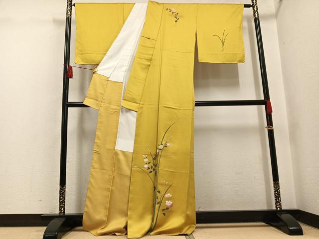 平和屋着物●訪問着 草花文 金彩 正絹 逸品 未使用 AABH4125ph