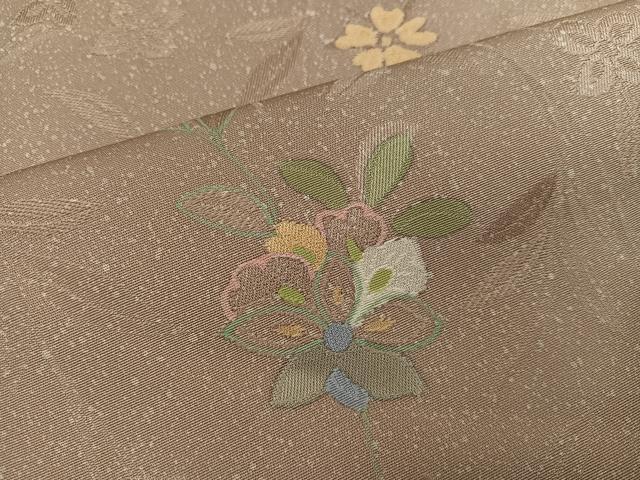 平和屋着物●上質な小紋 地紋起こし 草花文 正絹 逸品 AABH4128ph