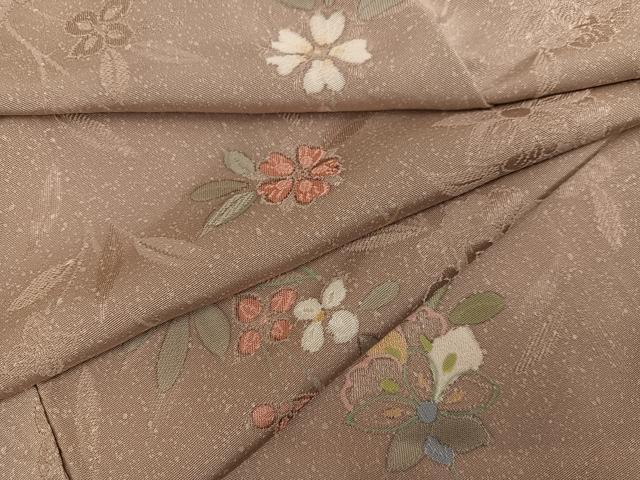 平和屋着物●上質な小紋 地紋起こし 草花文 正絹 逸品 AABH4128ph