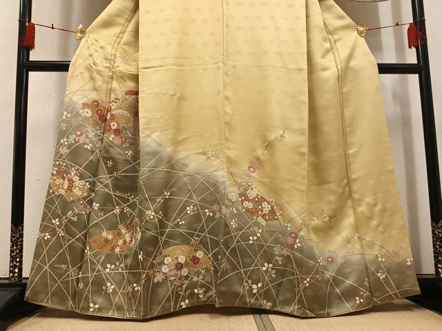 平和屋着物●訪問着 地紙草花文 暈し染め 金彩 鈴乃屋扱い 正絹 逸品 AABH4129ph