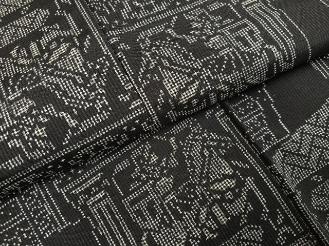 平和屋着物●本場大島紬 一元絣 狩猟文 正絹 逸品 未使用 AABH4130ph