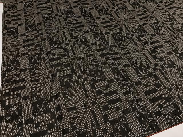 平和屋着物●本場大島紬 一元7マルキ 草花文 正絹 逸品 AABH4134ph