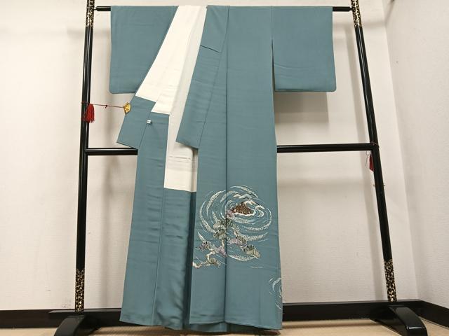 平和屋着物●東京友禅 伊藤幽水 訪問着 浜松風景文 正絹 逸品 AABH4137ph
