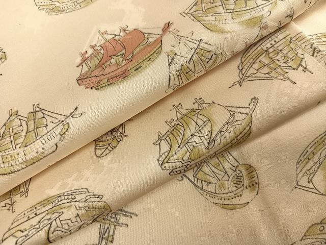 平和屋着物●上質な小紋 手描き 船 正絹 逸品 AABH4140ph