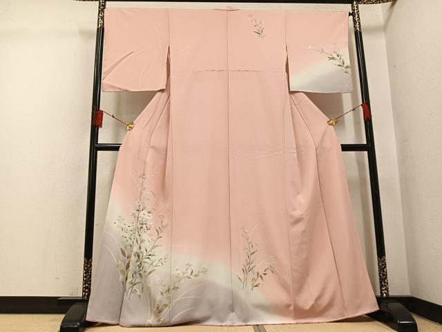 平和屋着物●訪問着 友禅 草花文 暈し染め 正絹 逸品 未使用 AABH4144ph