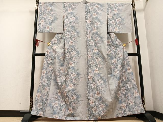 平和屋着物●都喜ヱ門 本場大島紬 一元総絣 草花文 藤絹織物謹製 正絹 逸品 AABH4148ph
