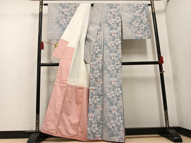 平和屋着物●都喜ヱ門 本場大島紬 一元総絣 草花文 藤絹織物謹製 正絹 逸品 AABH4148ph