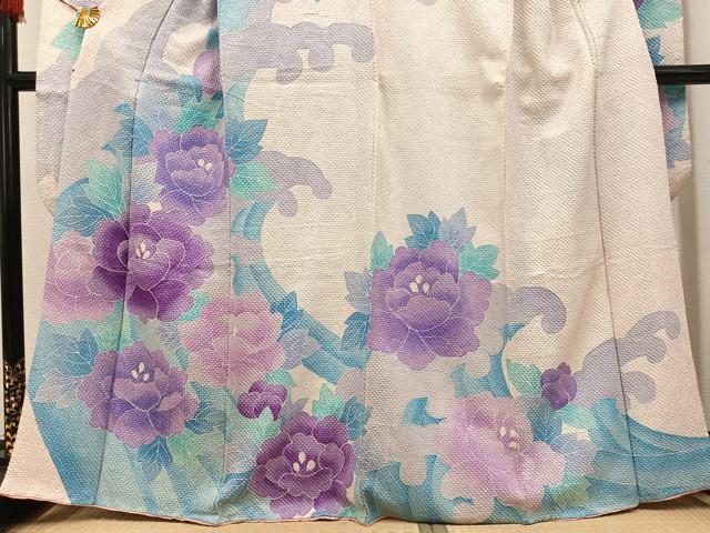 平和屋着物●名門 藤娘きぬたや・総絞り 振袖 草花文 正絹 逸品 AABH4149ph