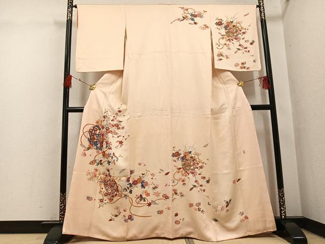 平和屋着物●訪問着 友禅 作家物 花篭文 正絹 逸品 AABH4158ph
