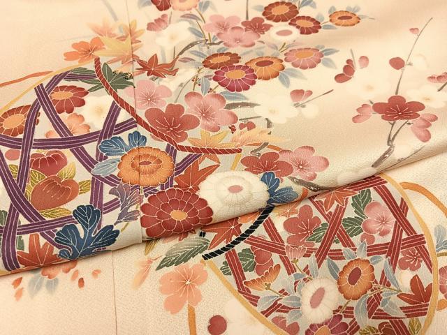 平和屋着物●訪問着 友禅 作家物 花篭文 正絹 逸品 AABH4158ph