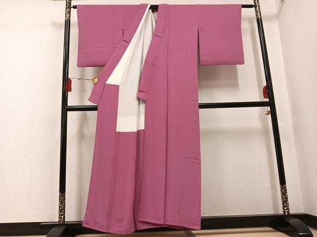平和屋着物●上質な色無地 蘇芳香色 正絹 逸品 AABH4159ph