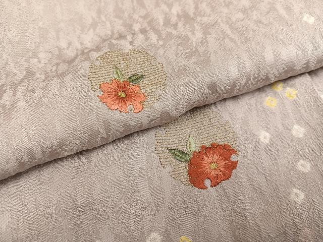 平和屋着物●訪問着 絞り 刺繍 雪輪花文 金糸 正絹 逸品 AABH4164ph