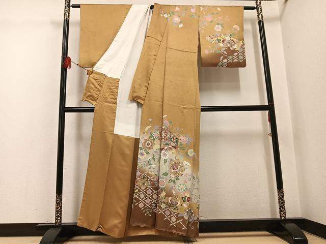 平和屋着物●訪問着 鳳凰花唐草文 暈し染め 金彩 正絹 逸品 AABH4165ph