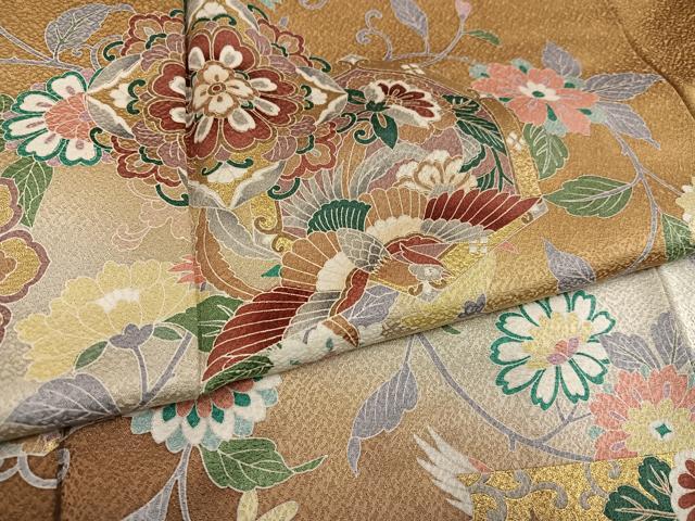 平和屋着物●訪問着 鳳凰花唐草文 暈し染め 金彩 正絹 逸品 AABH4165ph