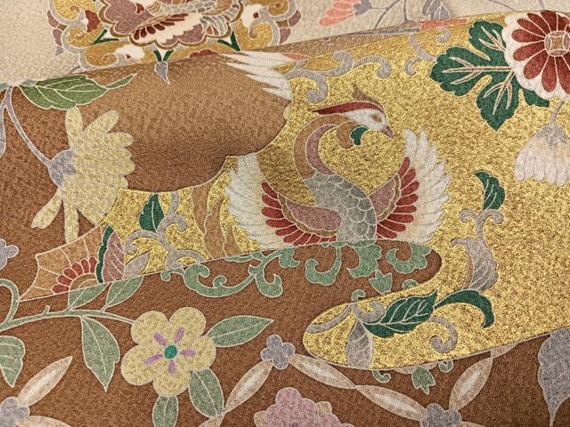 平和屋着物●訪問着 鳳凰花唐草文 暈し染め 金彩 正絹 逸品 AABH4165ph