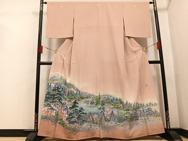 平和屋着物●十日町友禅作家 岡村蒼風 色留袖 会津磐梯山 暈し染め 正絹 逸品 AABH4166ph