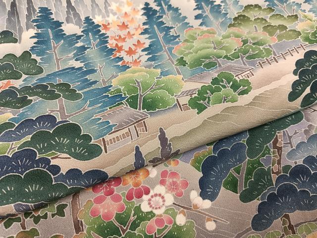 平和屋着物●十日町友禅作家 岡村蒼風 色留袖 会津磐梯山 暈し染め 正絹 逸品 AABH4166ph