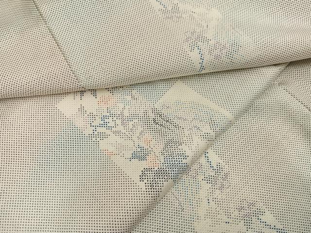 平和屋着物●本場大島紬 白大島 一元7マルキ 草花文 正絹 逸品 AABH4174ph