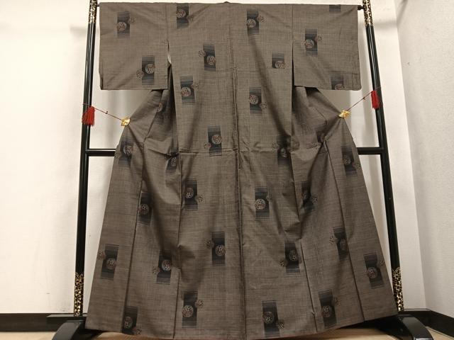 平和屋着物●本場大島紬 カタス7マルキ 花丸文 正絹 逸品 AABH4177ph