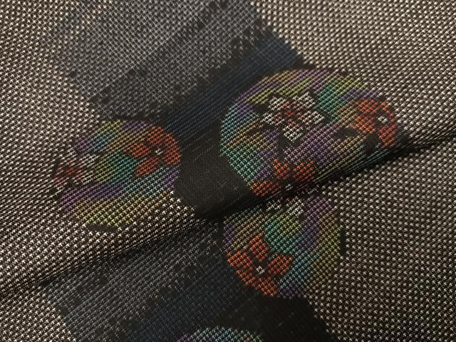 平和屋着物●本場大島紬 カタス7マルキ 花丸文 正絹 逸品 AABH4177ph