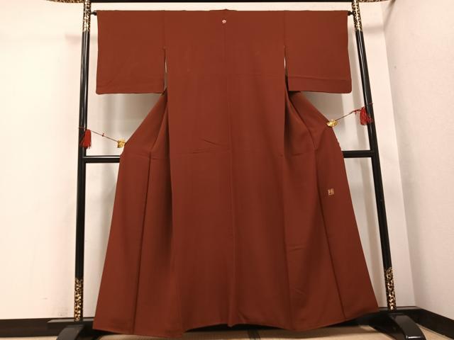 平和屋着物●上質な色無地 作家物 革色 正絹 逸品 AABH4182ph