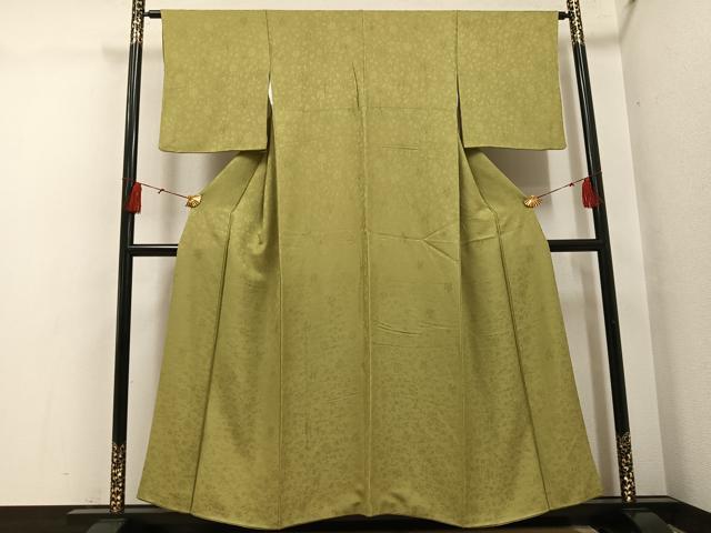 平和屋着物●上質な色無地 花唐草地紋 木蘭色 正絹 逸品 AABH4184ph