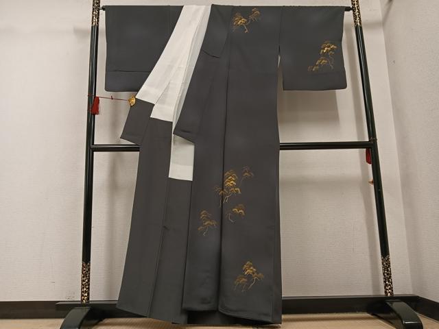 平和屋着物●訪問着 手描き 松 暈し染め 金彩 正絹 逸品 AABH4189ph