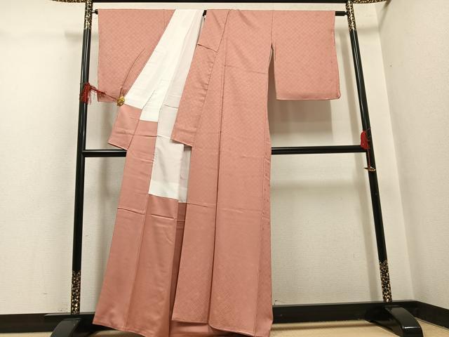 平和屋着物●上質な色無地 花菱地紋 支子色 正絹 逸品 未使用 AABH4194ph