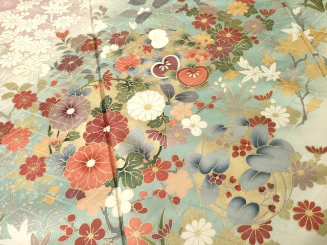 平和屋着物●豪華振袖 作家物 花丸文 暈し染め 金彩 正絹 逸品 AABH4215ck